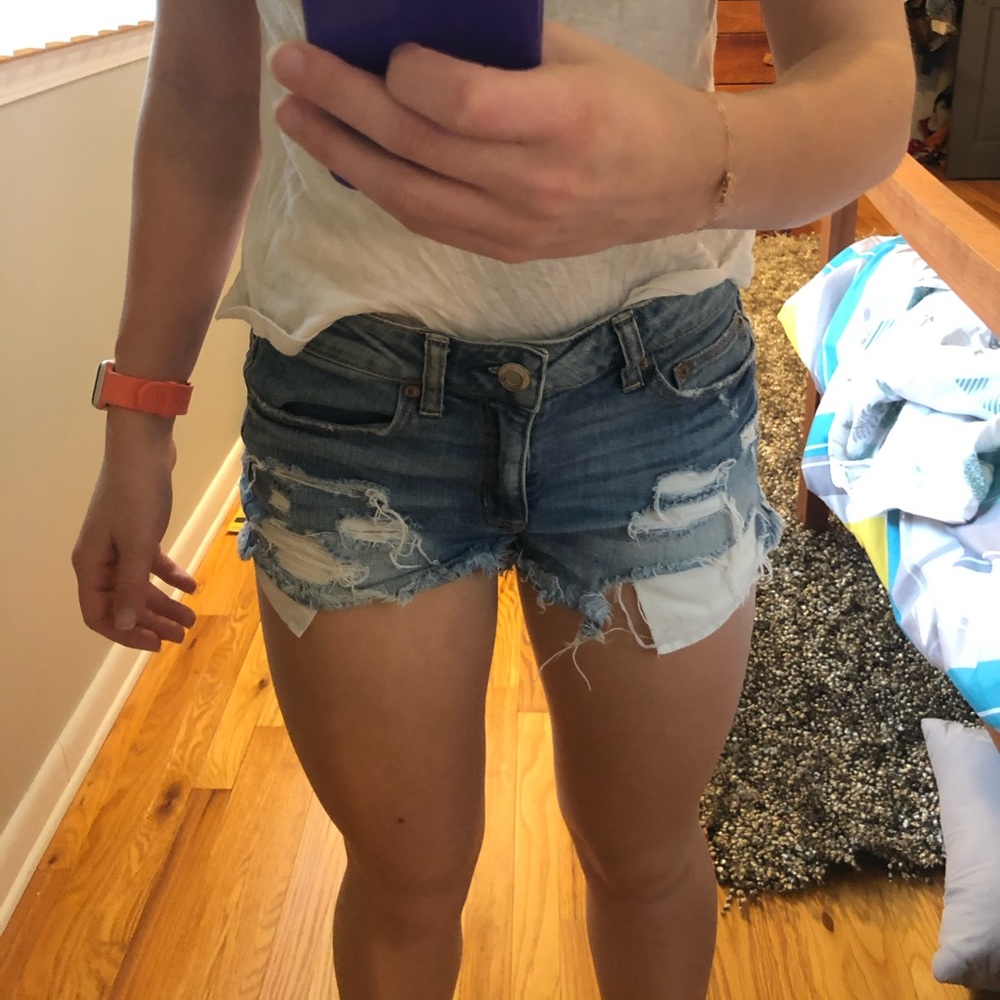 destroyed denim shorts